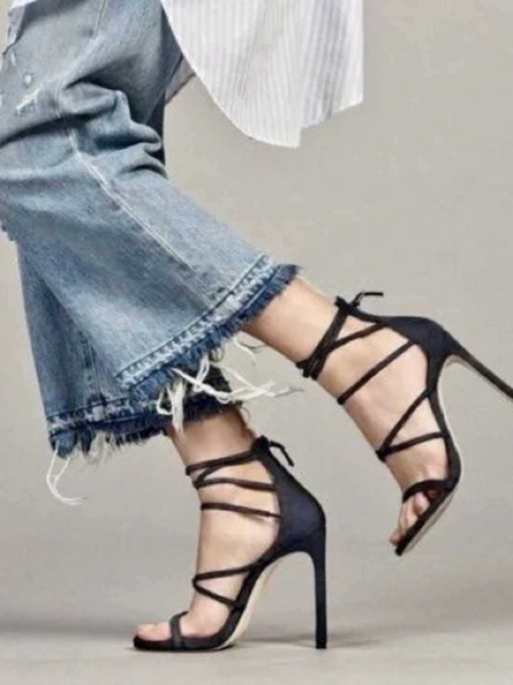 Stuart Weitzman Myex Suede Wrapped Sandal